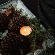 pinecones with candle