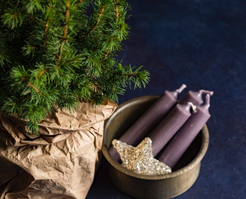 Candles and christmas tree for charity auction