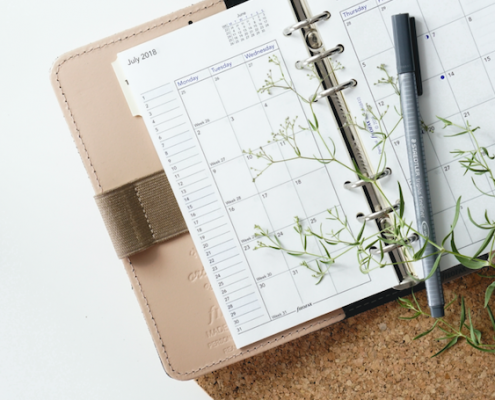 calendar book with pen