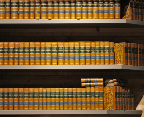 brown books on shelf