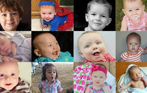 Babies faces in a grid - Healthy Birth Day
