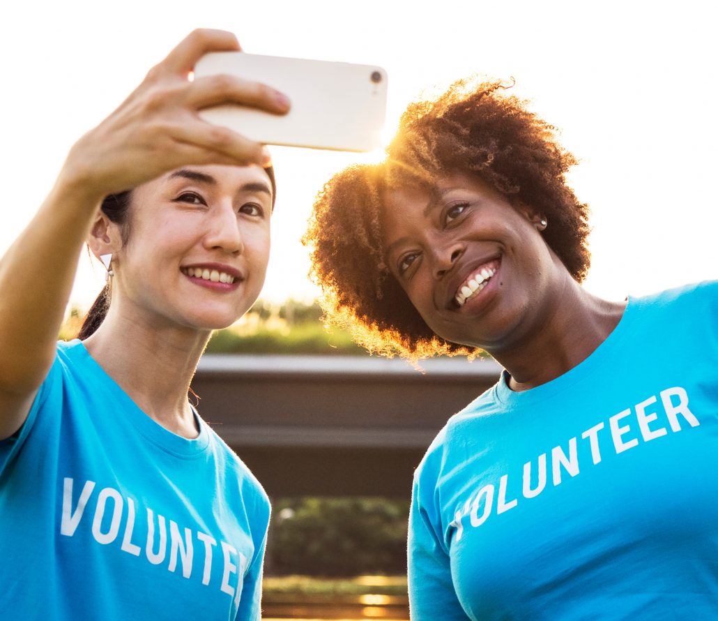 volunteers taking selfie