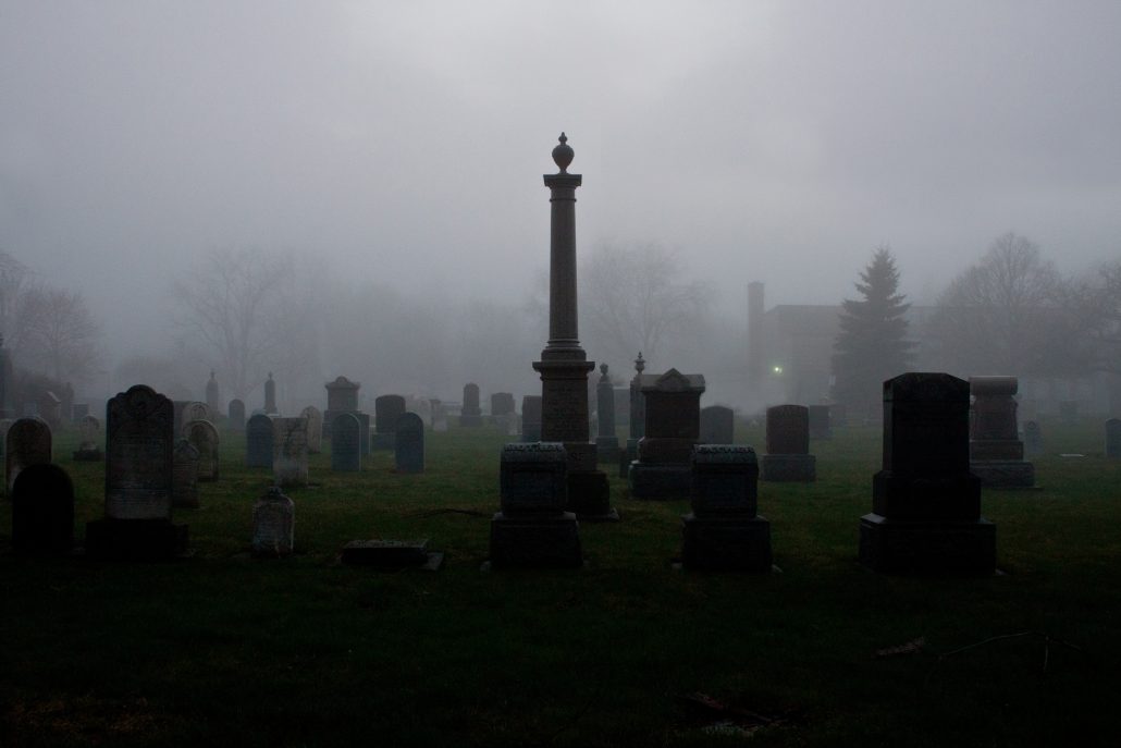 graveyard with gravestones