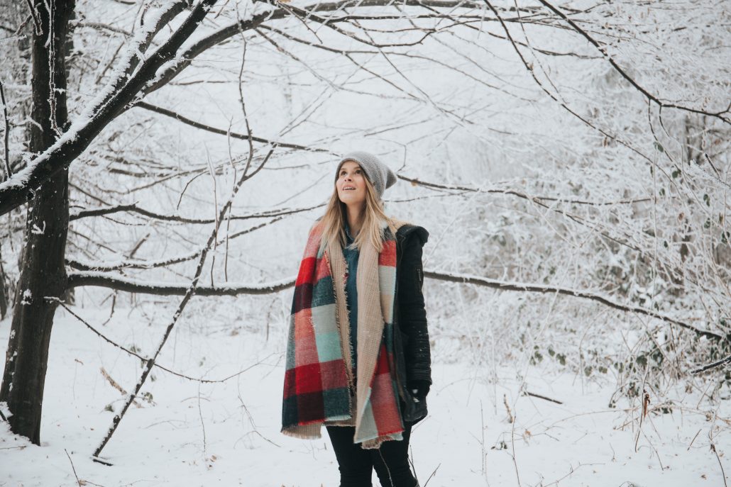 woman in winter with scarf