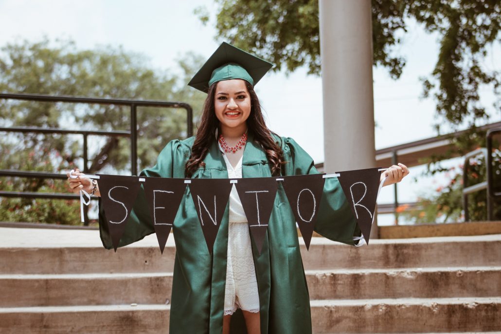 girl in graduation robes