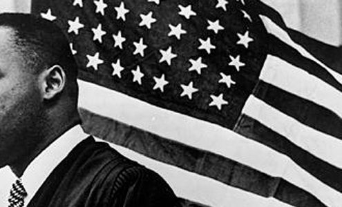 Marting Luther King Jr. and American Flag