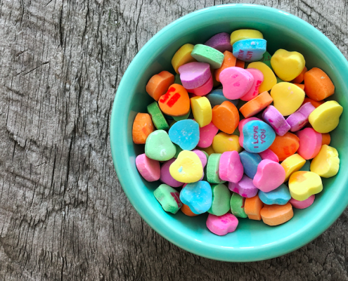 bowl of heart candy
