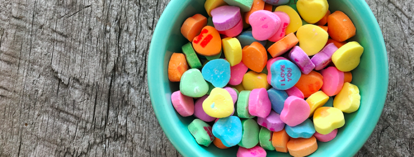 bowl of heart candy