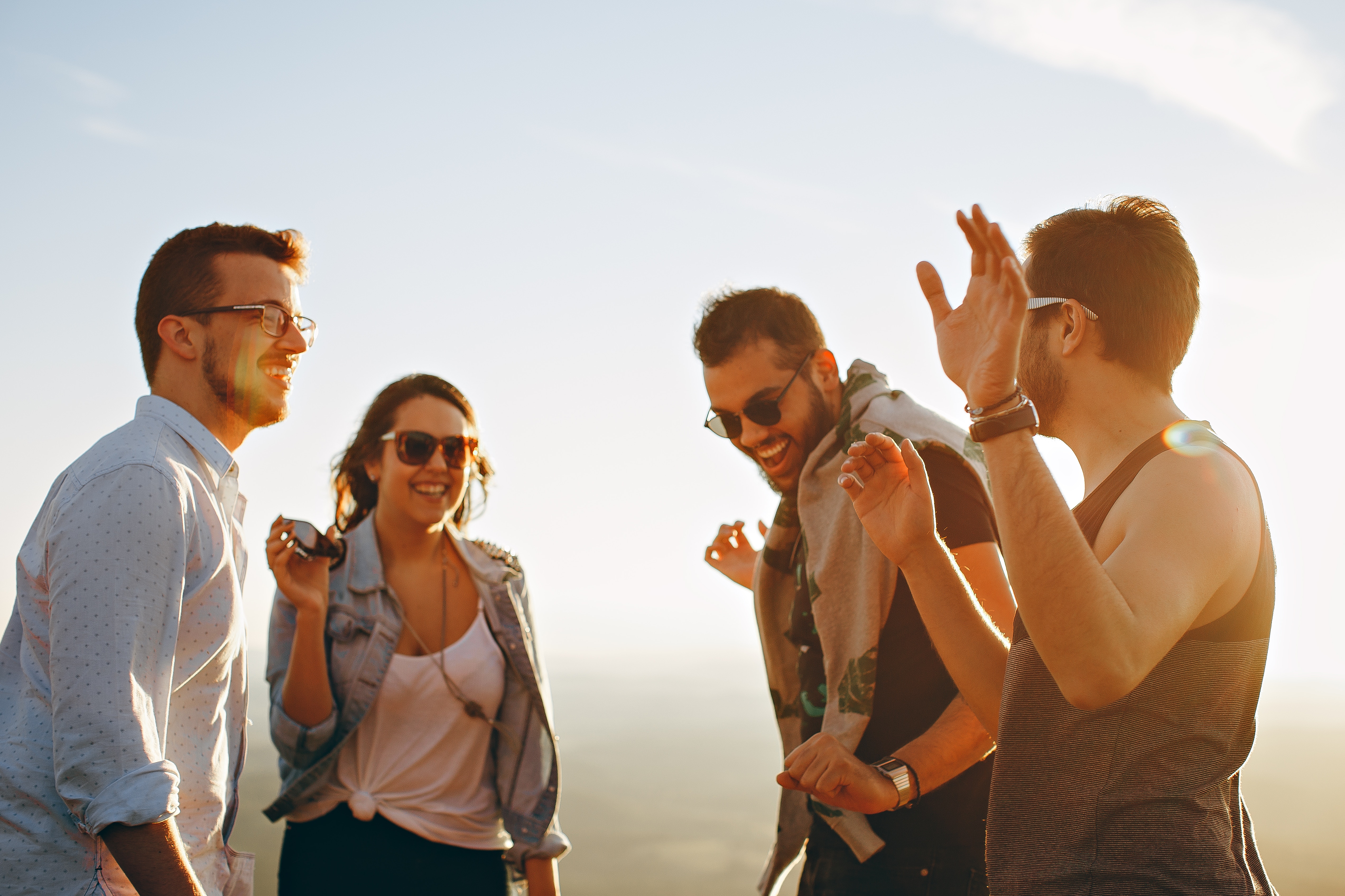 people laughing on beach