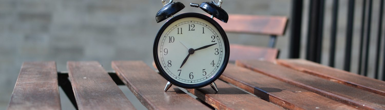 alarm clock on table