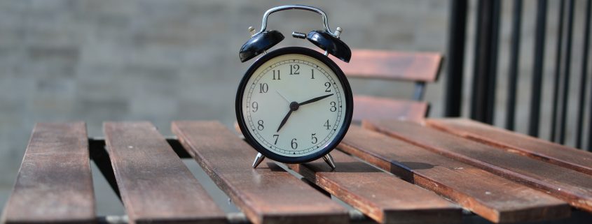 alarm clock on table