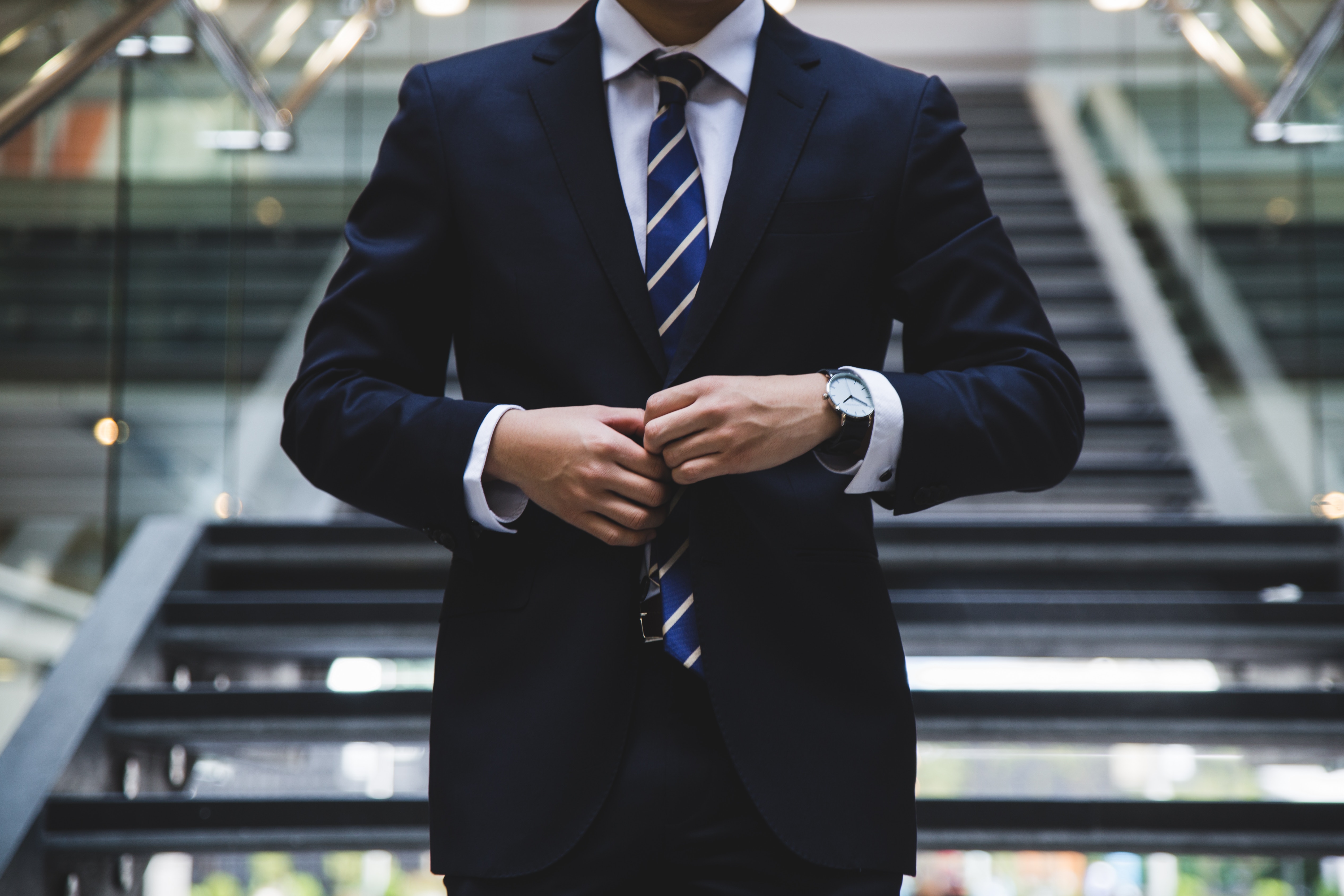 Suit on stairs