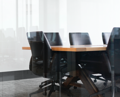 boardroom with large table and chairs