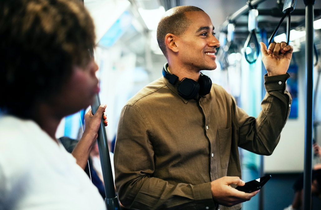 people on subway train