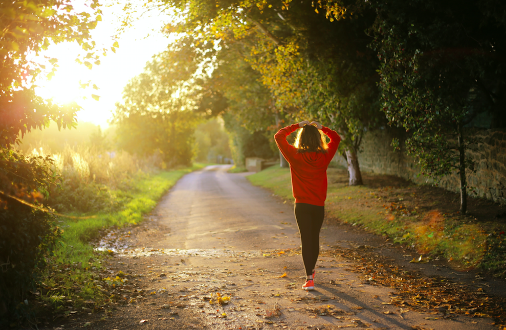 person walking down path