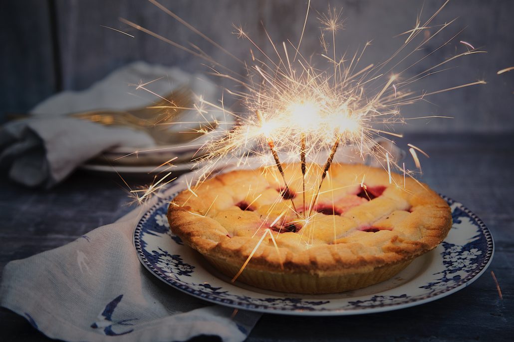 pie with sparklers