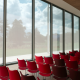 red chairs in conference room