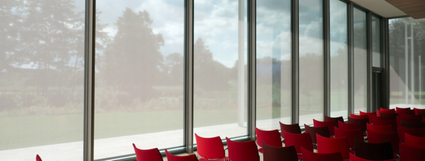 red chairs in conference room