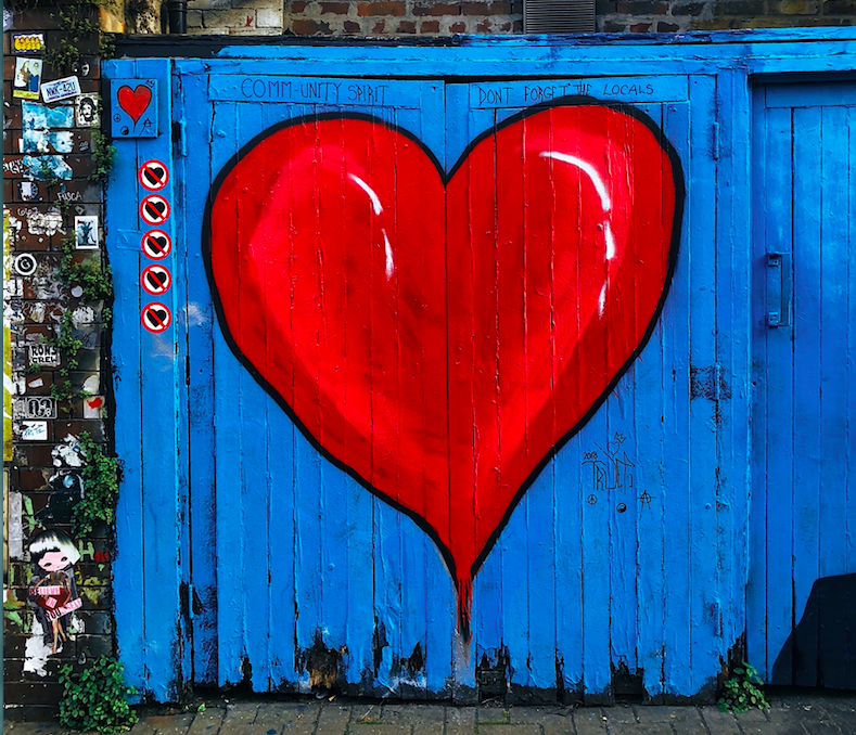 heart on blue wood