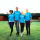 volunteers walking on grass