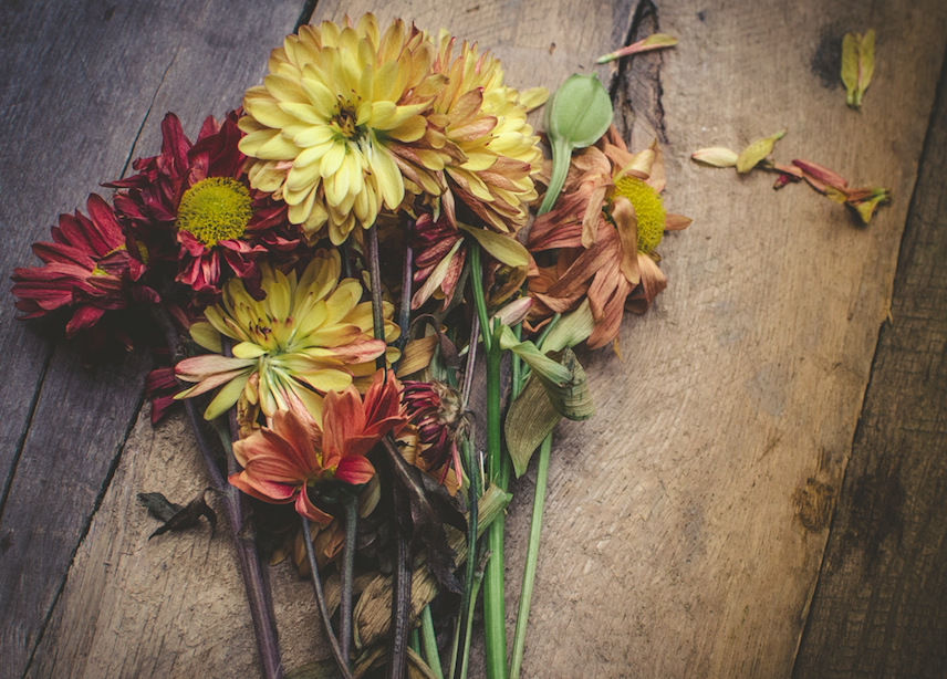 dying bouquet of flowers