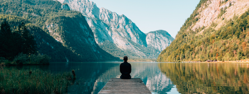 sitting on dock at lake