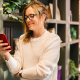 woman reading on phone