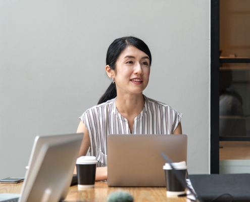 nonprofit leader at table