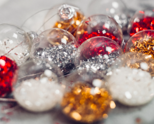 glittery ornaments