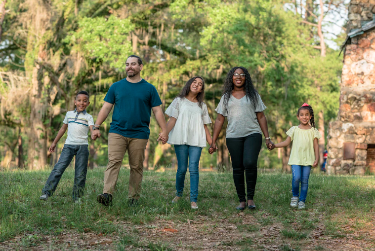 father with family