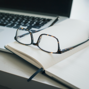 glasses on notebook