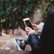 woman reading on phone